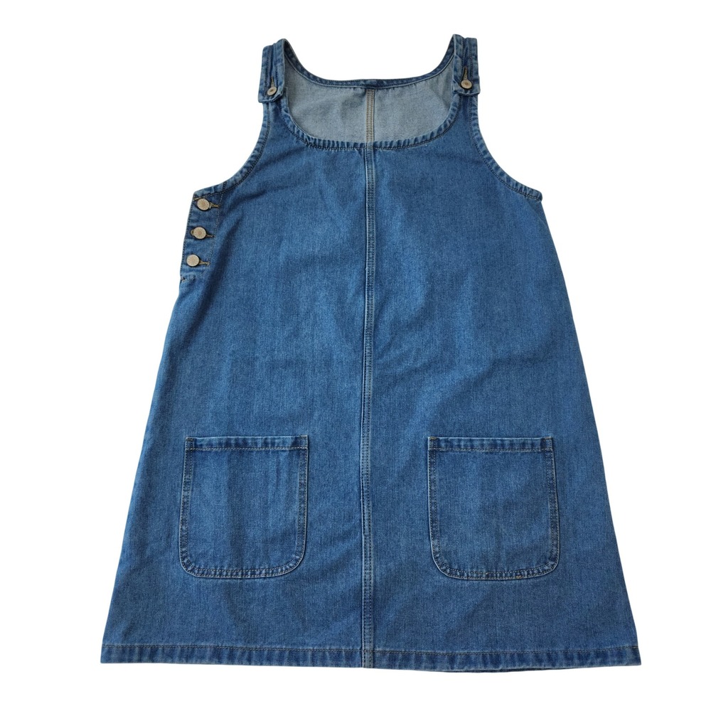 S&K Jeans Denim Jumper Dress Sea Blue Pinafore Pockets M3L358 Large